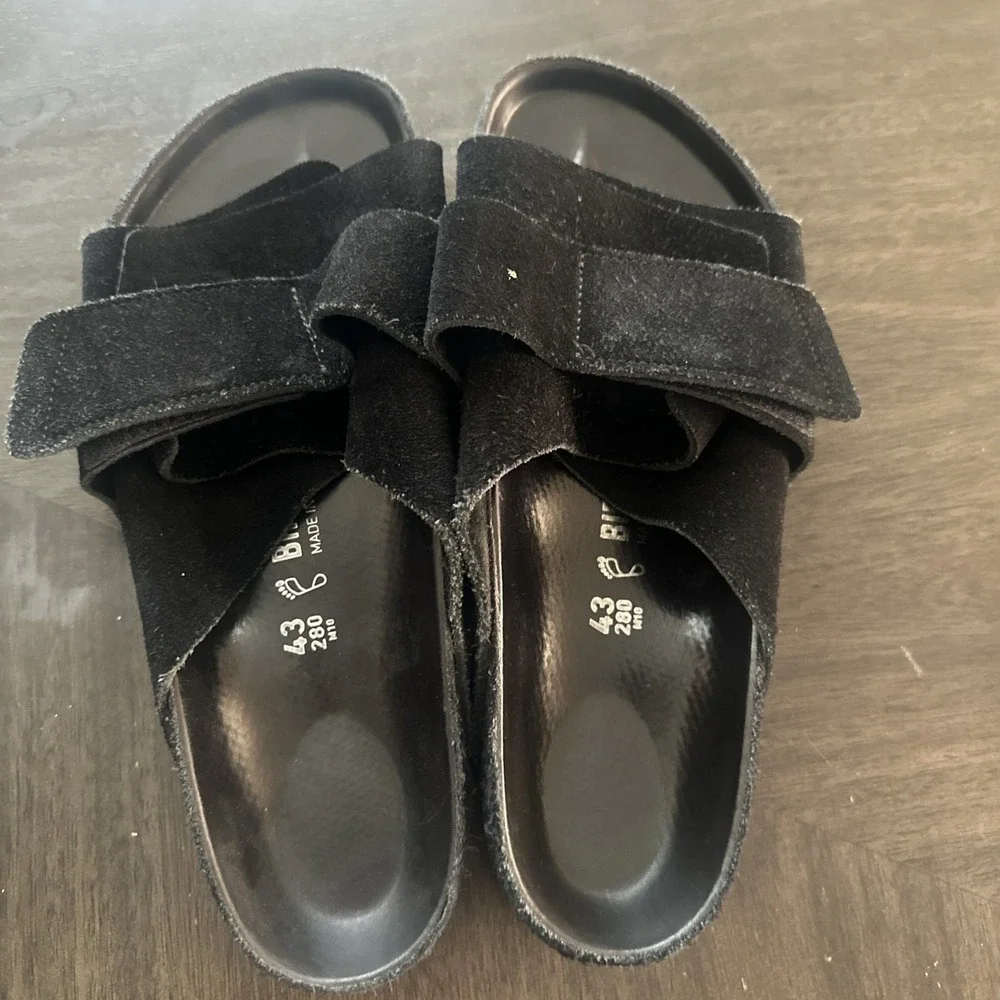 Birkenstock Kyoto Exquisite Sandal Suede Leather Black Narrow Mens 43 US 10